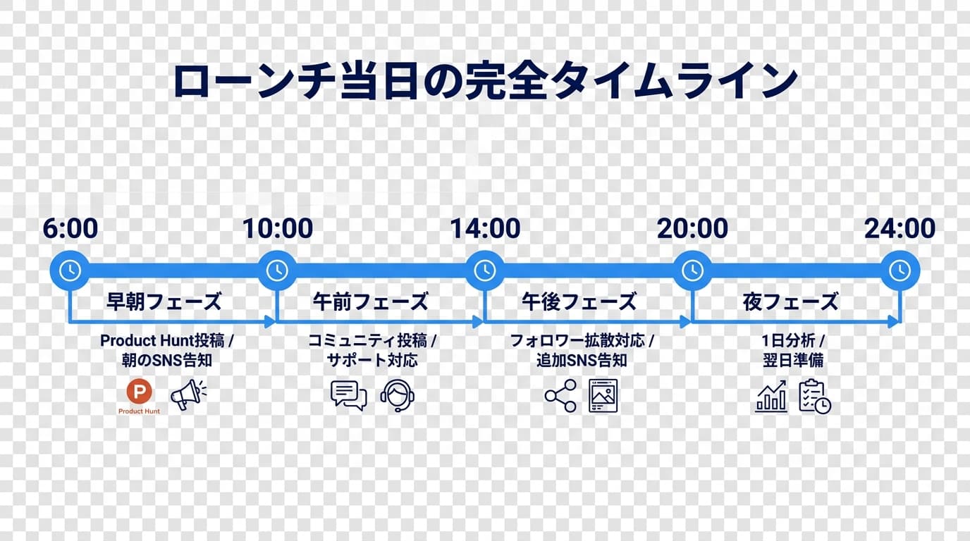 ローンチ当日の完全タイムライン図解