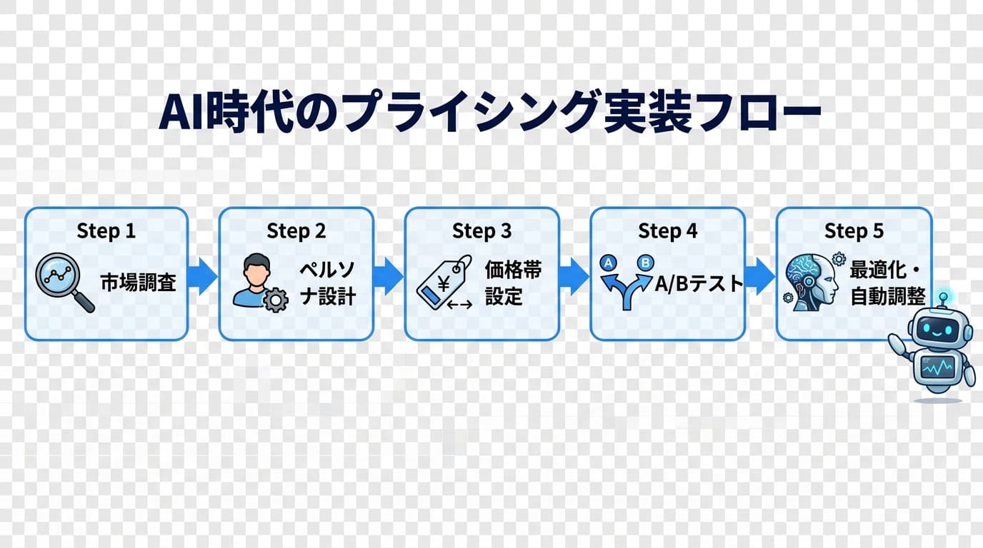 AI時代のプライシング実装フローの図解