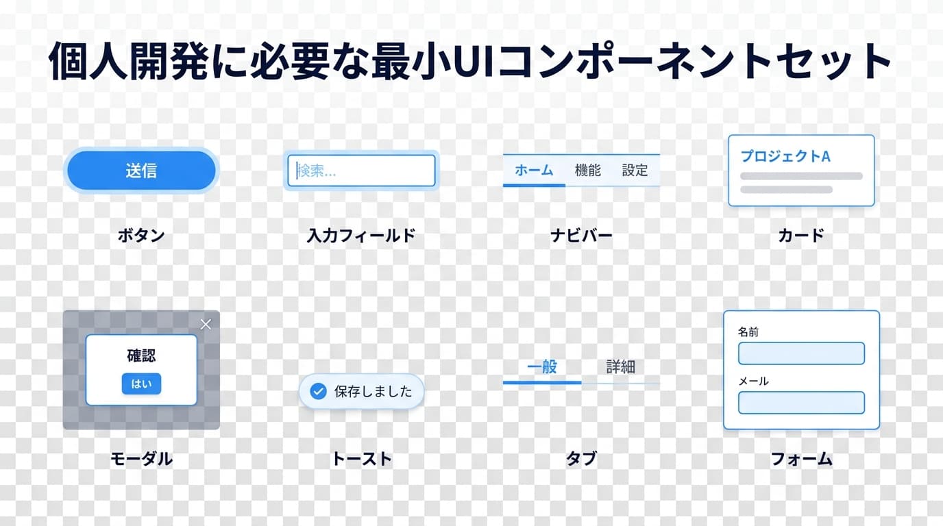 個人開発に必要な最小UIコンポーネントセットの図解